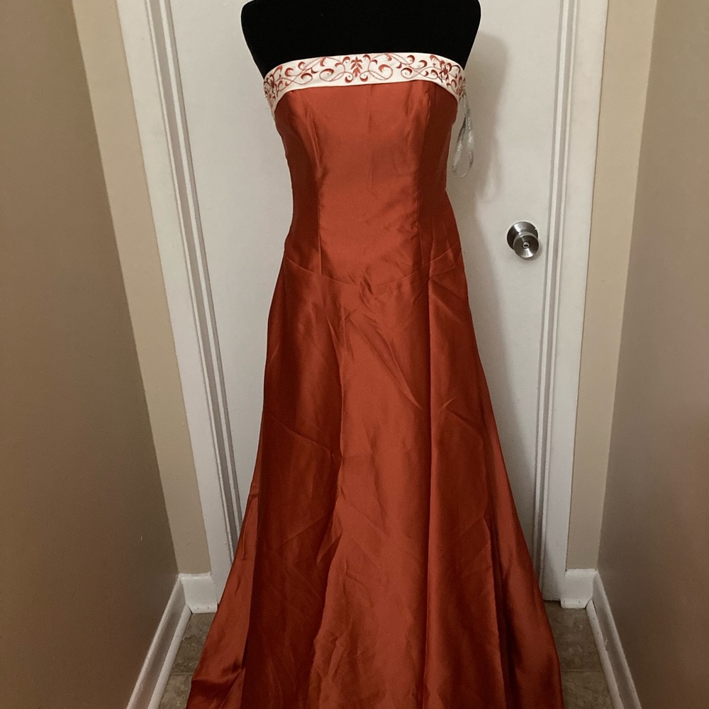 Alfred Angelo Burnt Orange & Ivory Dress